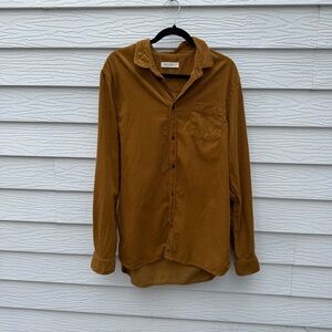 Men's Corduroy Long-Sleeve Shirt - Brown size XL